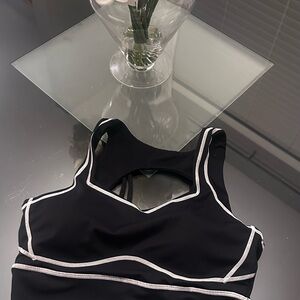 BuffBunny Black and White Racerback Sports Bra